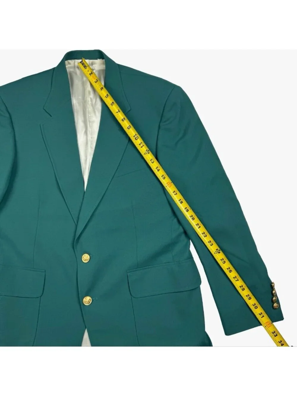 VTG Lands' End Men’s 100% Wool Gold Button Blazer Green • 42R